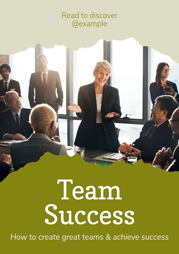 Team success  poster template, editable text and design