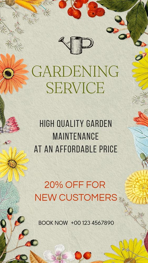 Gardening service social story template, editable design