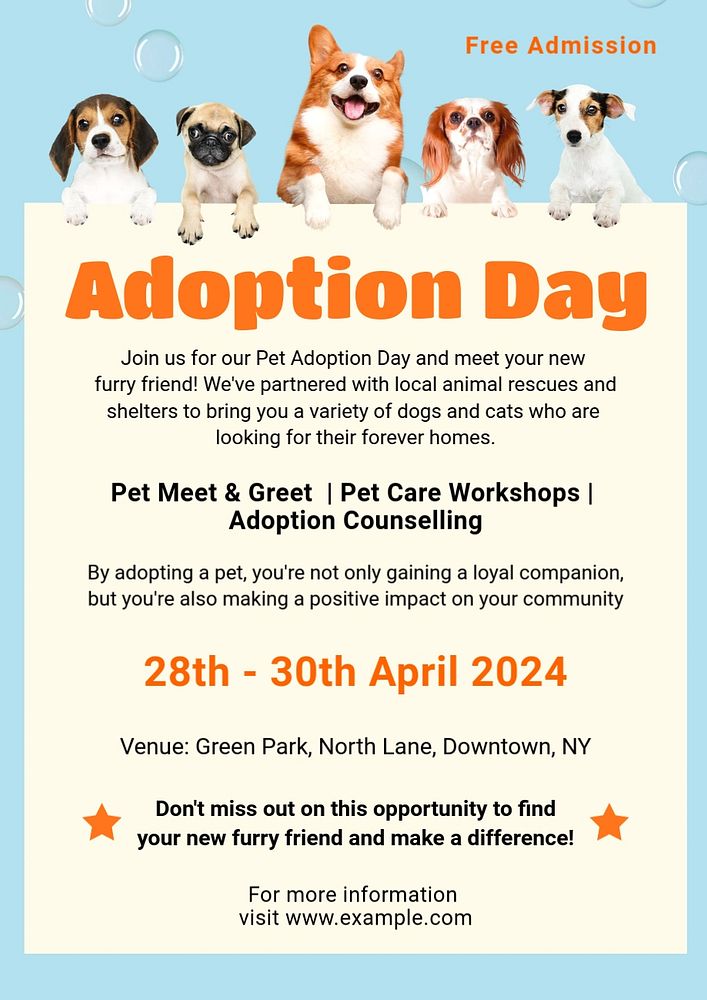 Adoption day poster template, editable text