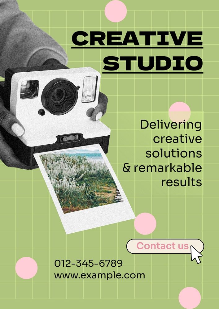 Creative agency studio  poster template, editable text and design