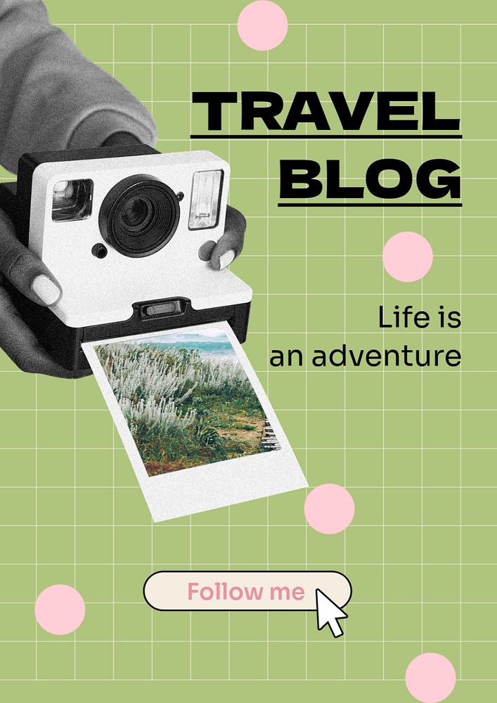 Travel blog  poster template, editable text and design