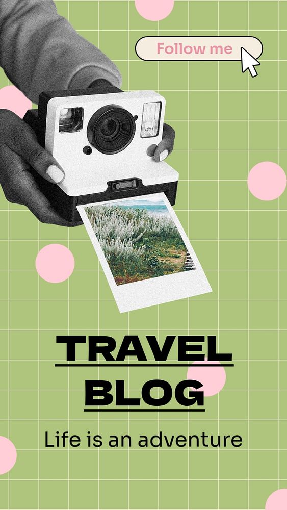 Travel blog  Instagram story template, editable text