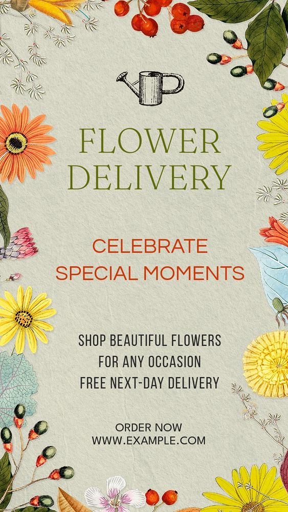 Flower delivery social story template, editable design