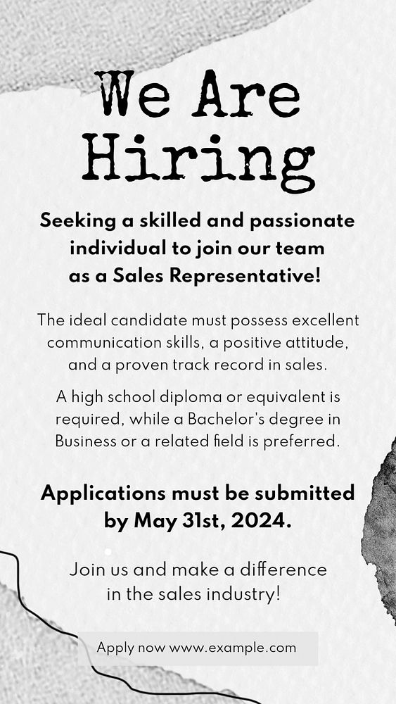 We are hiring social story template, editable design