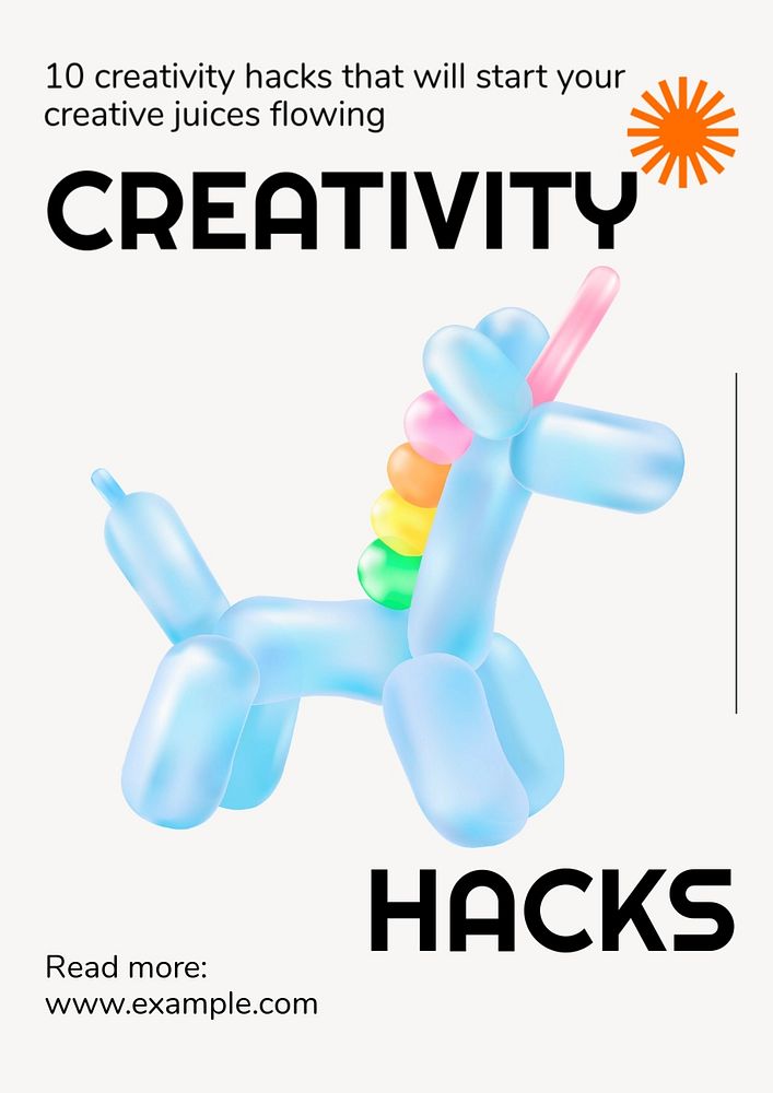 Creativity hacks poster template, editable text and design