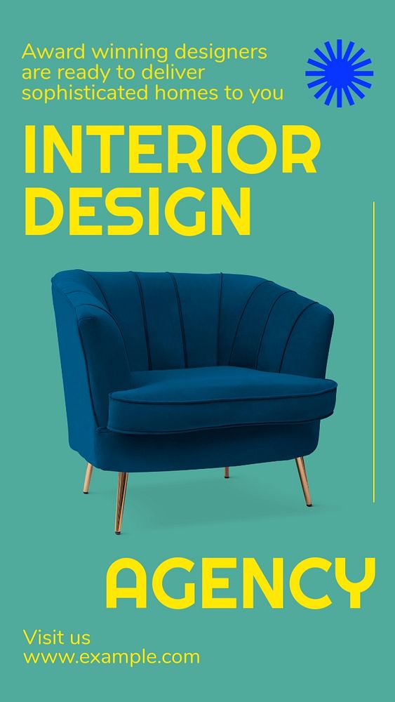 Interior design agency  Instagram story template, editable text