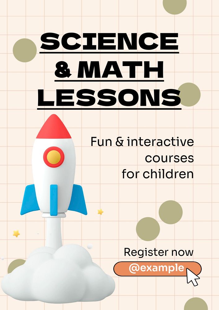 Science & math lessons  poster template, editable text and design