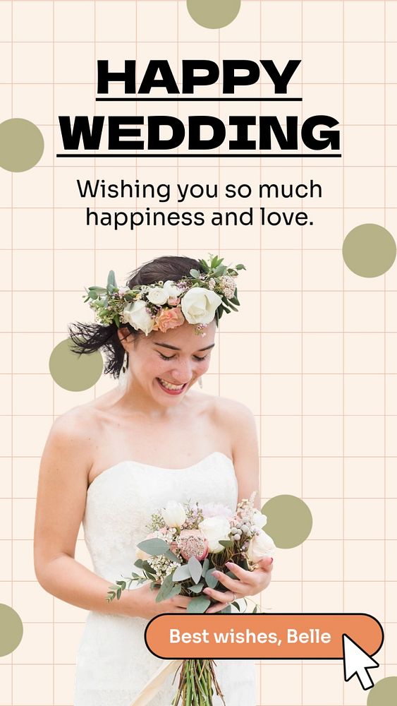 Happy wedding  Instagram story template, editable text