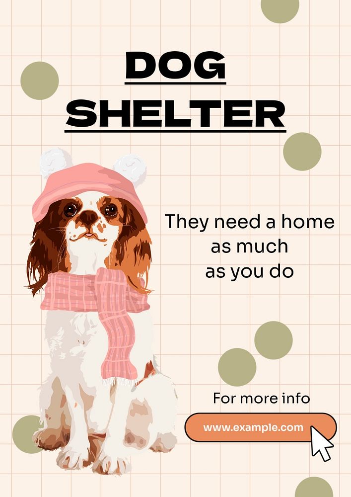 Dog shelter  poster template, editable text and design