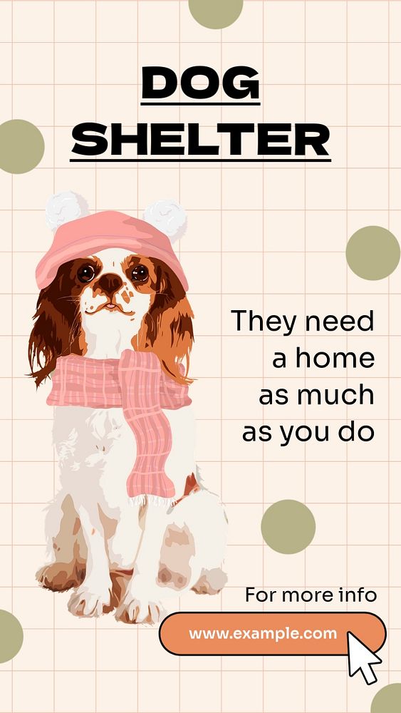 Dog shelter  Instagram story template, editable text