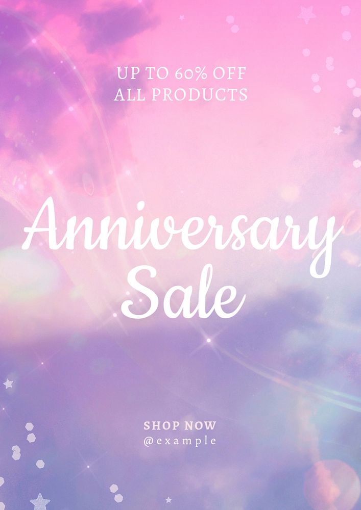 Anniversary sale poster template, editable text