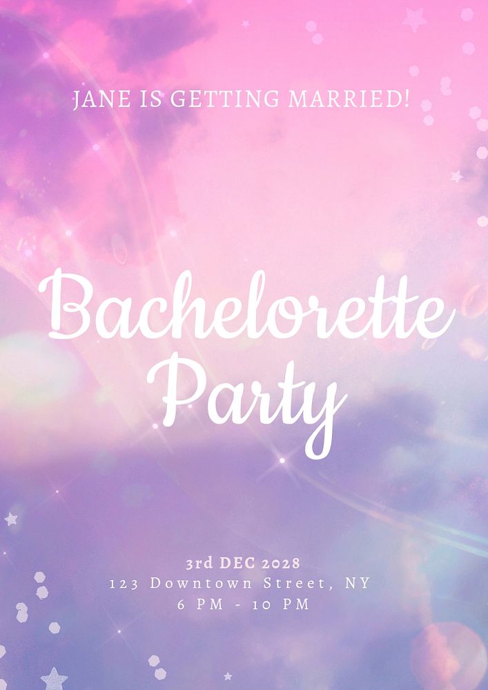 Bachelorette party poster template, editable text