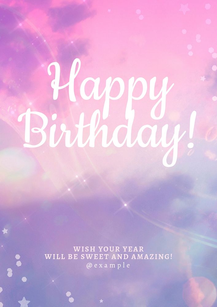 Happy Birthday poster template, editable text