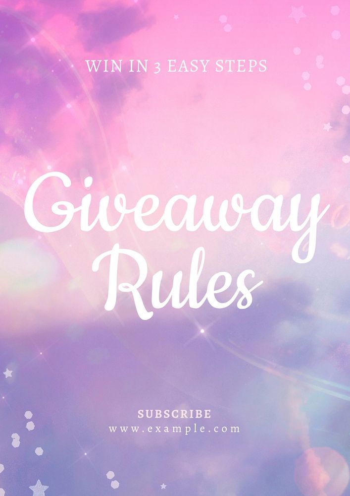 Giveaway rules poster template, editable text