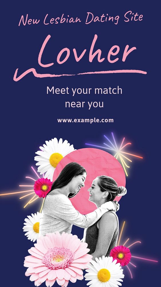 Lesbian dating  Instagram story template, editable text