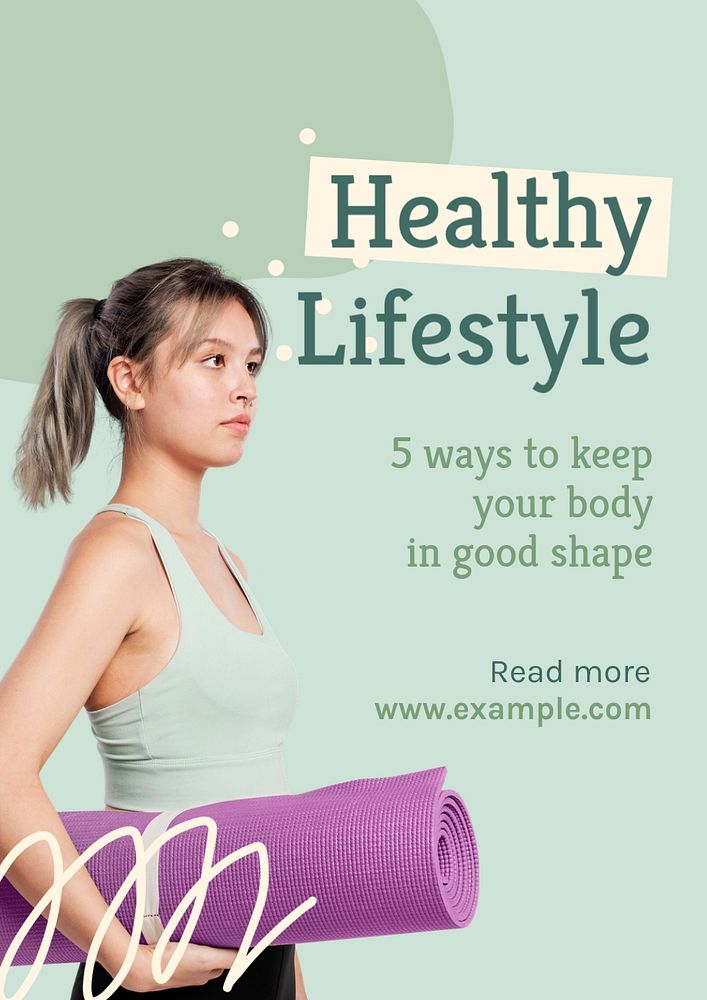 Healthy lifestyle  poster template, editable text and design