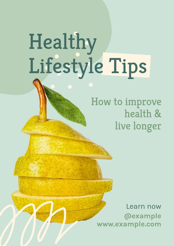 Healthy lifestyle tips  poster template, editable text and design