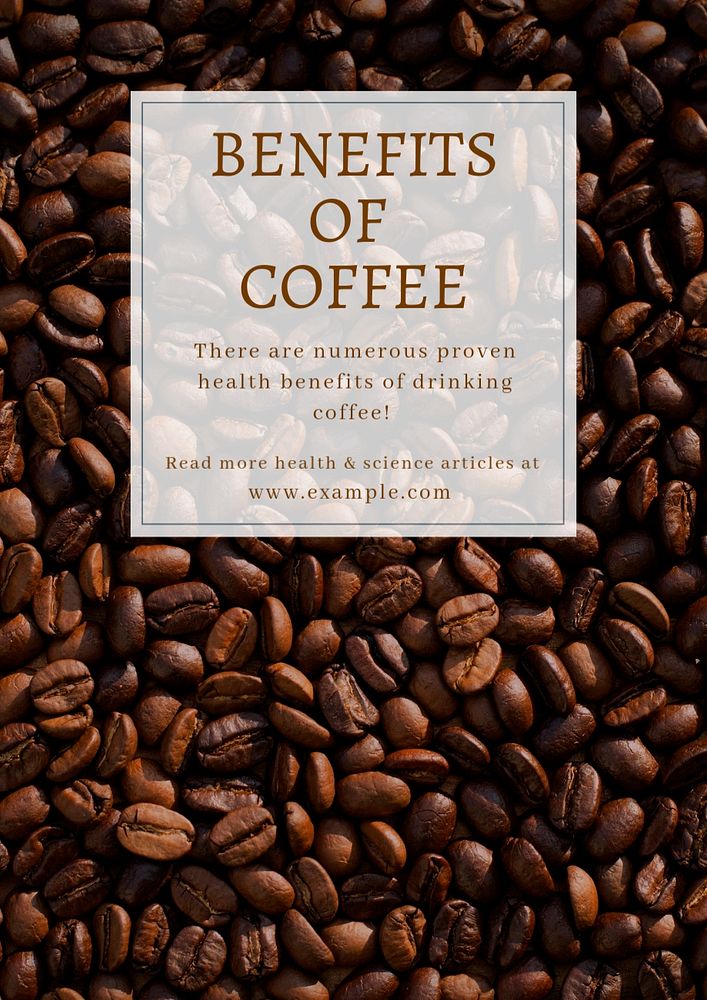 Benefits of coffee  poster template, editable text and design