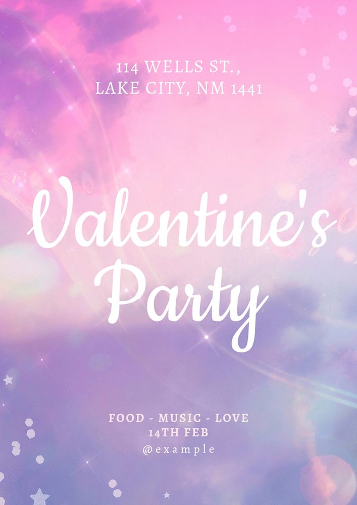 Valentine's party poster template, editable text