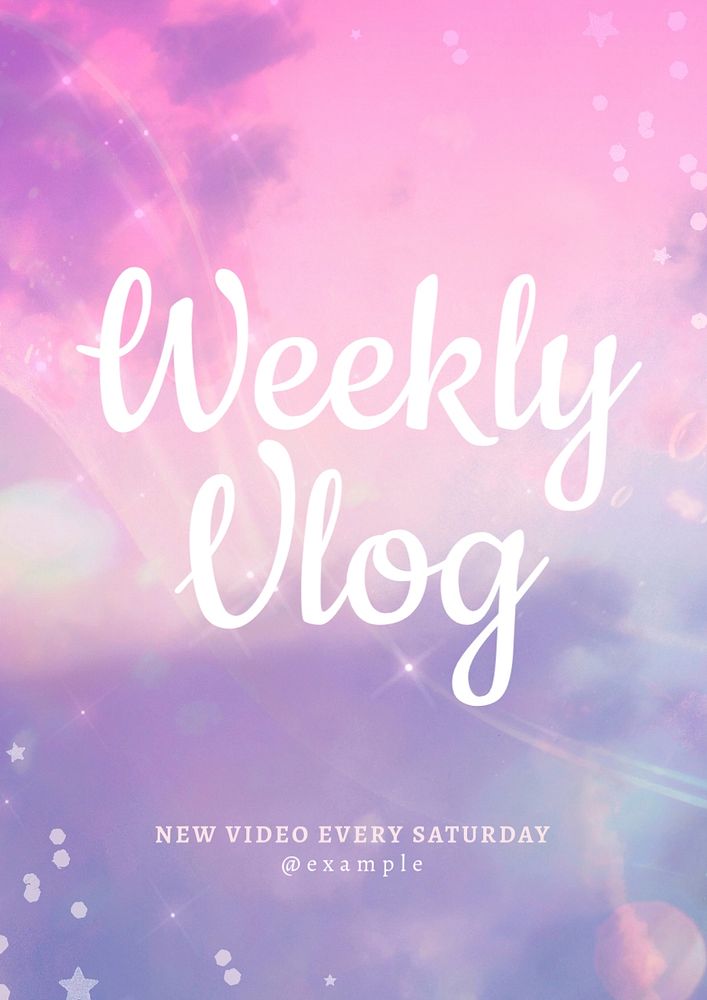 Weekly vlog poster template, editable text