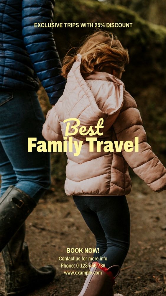 Family travel Instagram story template, editable text