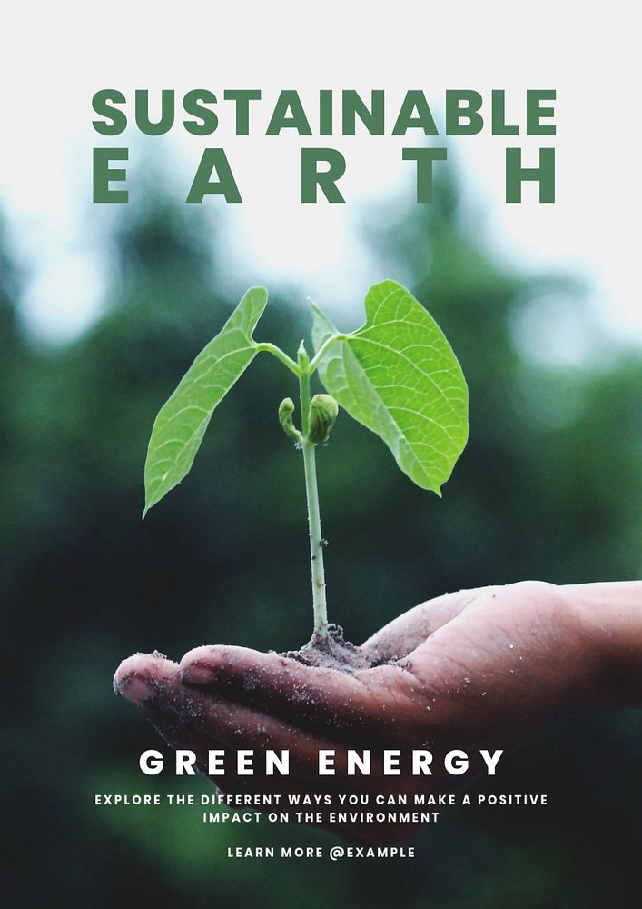 Sustainable earth poster template, editable text and design