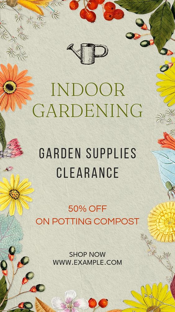 Indoor gardening social story template, editable design