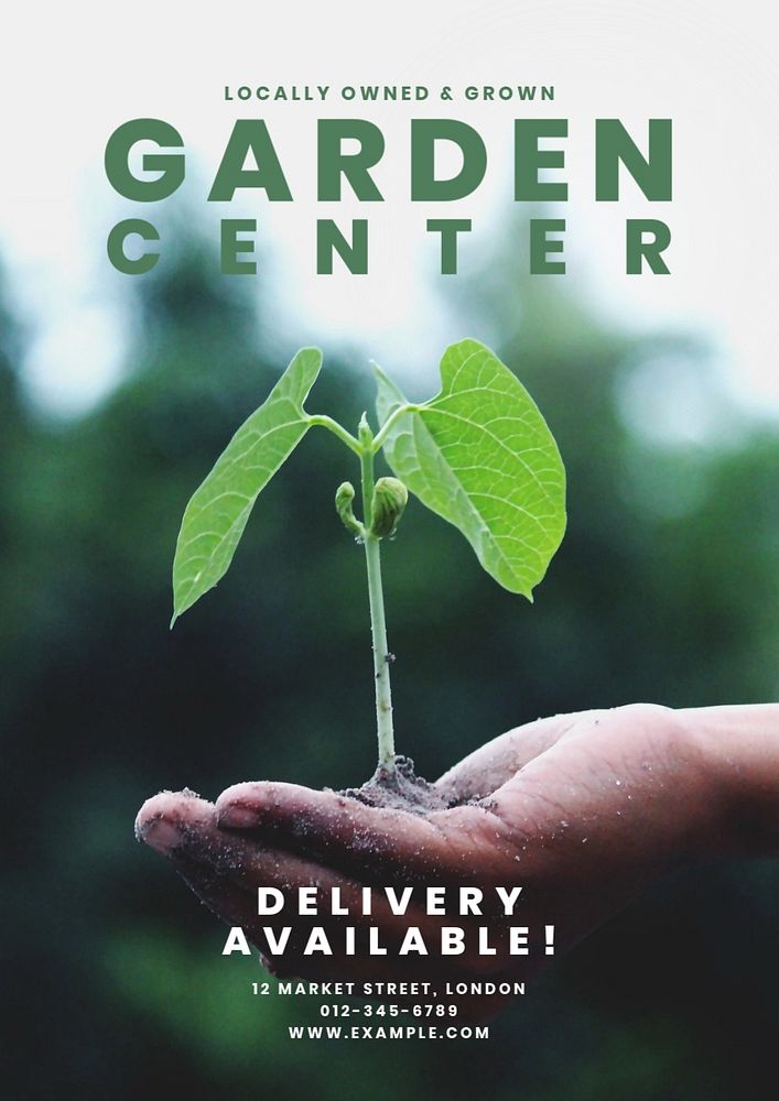 Garden center poster template, editable text and design