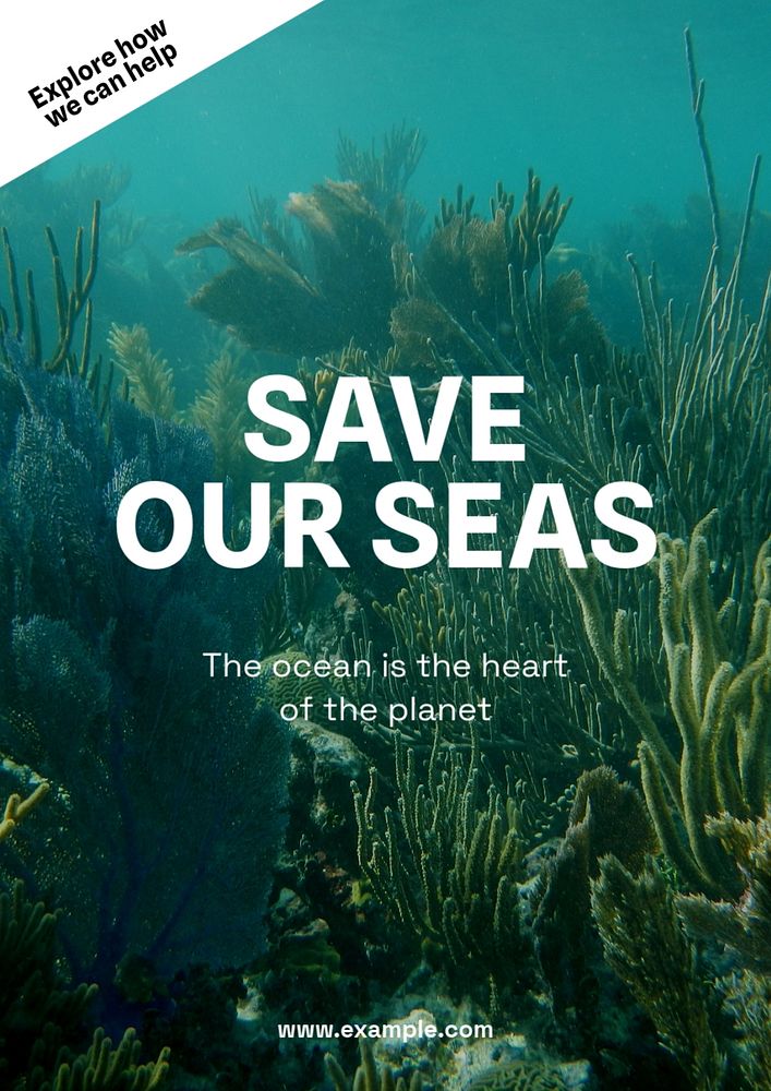 save our seas poster template, editable text and design