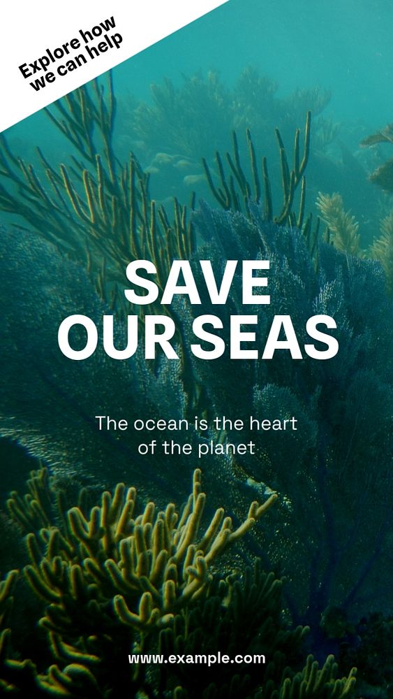 save our seas Instagram story template, editable text