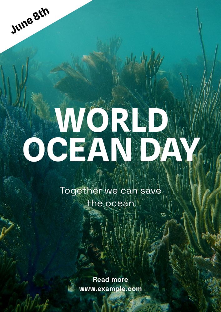 World ocean day poster template, editable text and design