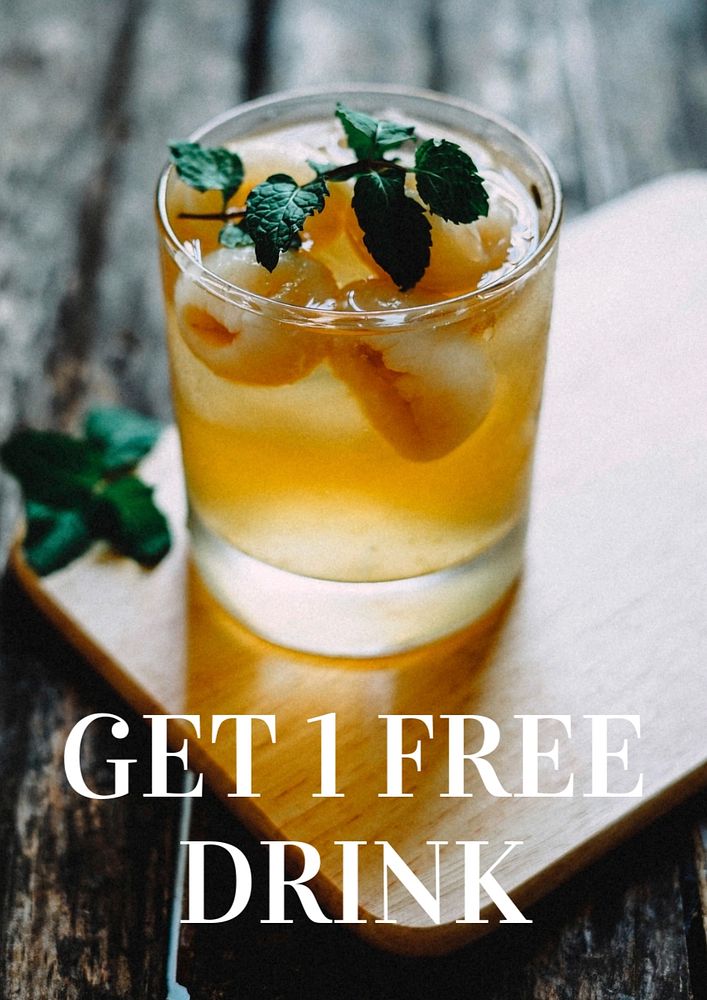 Free drink poster template, editable text and design