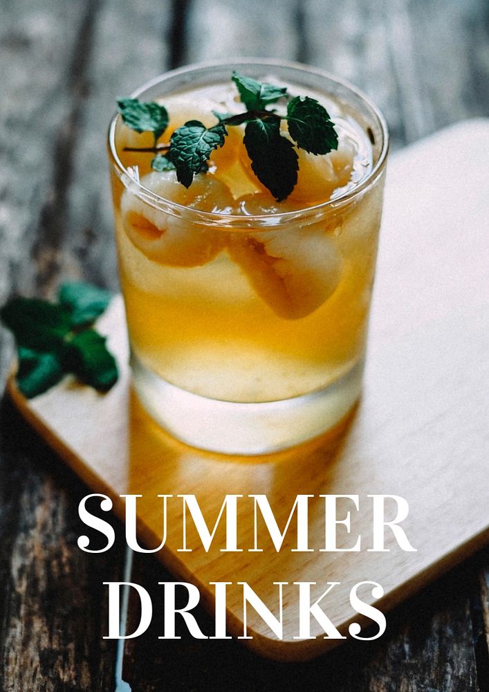 Summer drinks poster template, editable text and design