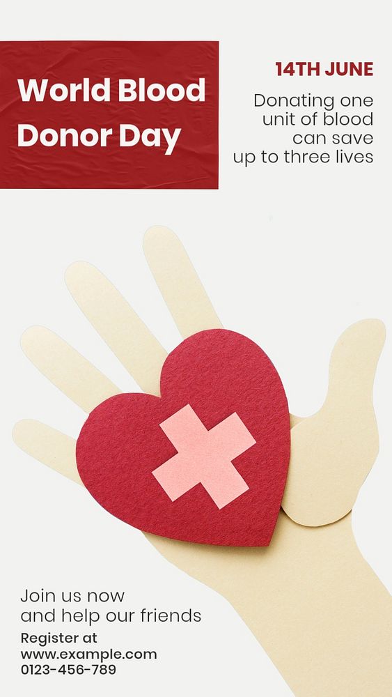 Blood donation Instagram story template, editable text