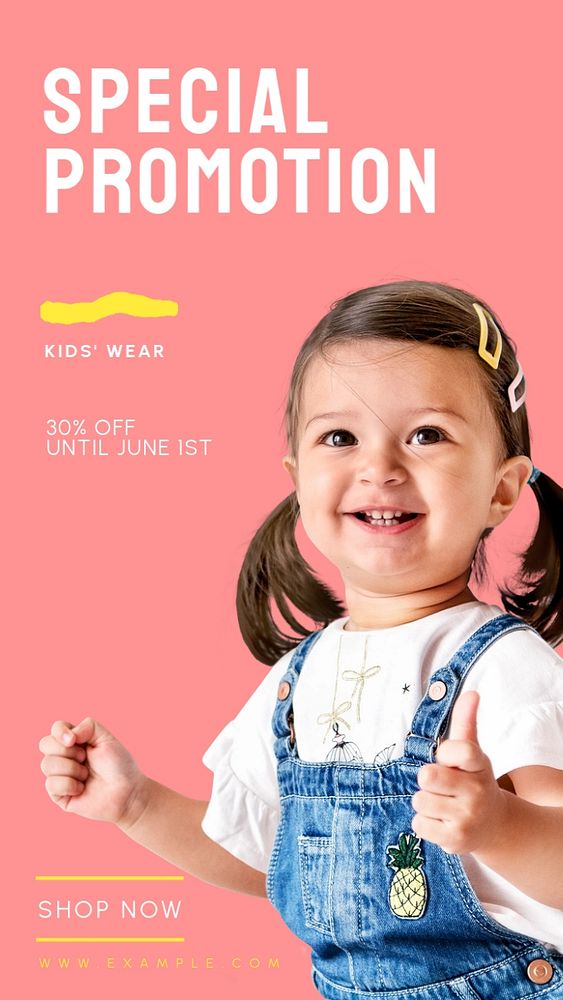 Kids' wear promotion Instagram story template, editable text