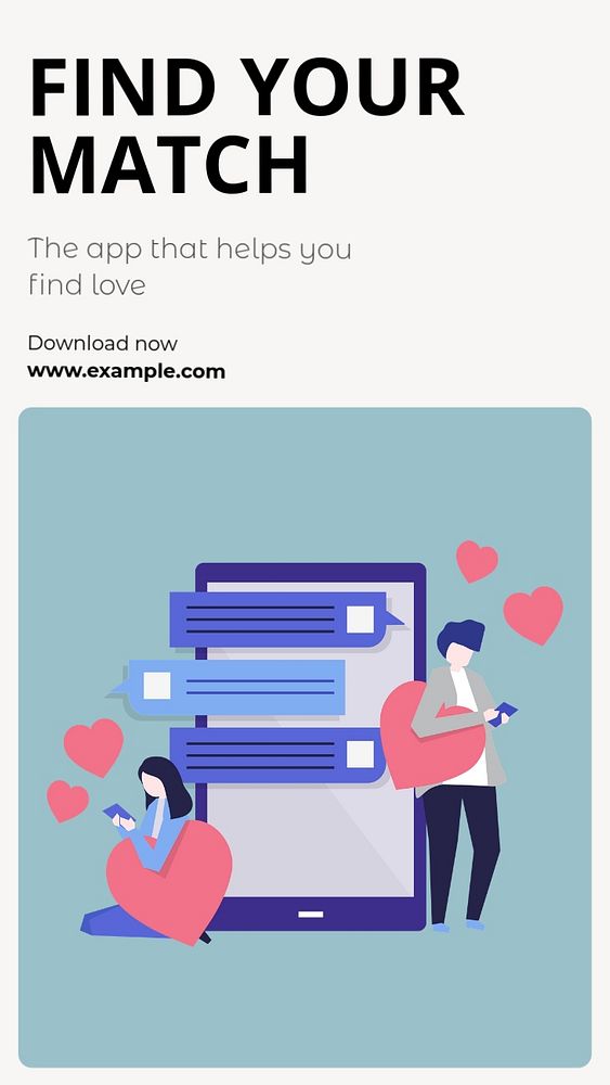 Dating app  Instagram story template, editable text