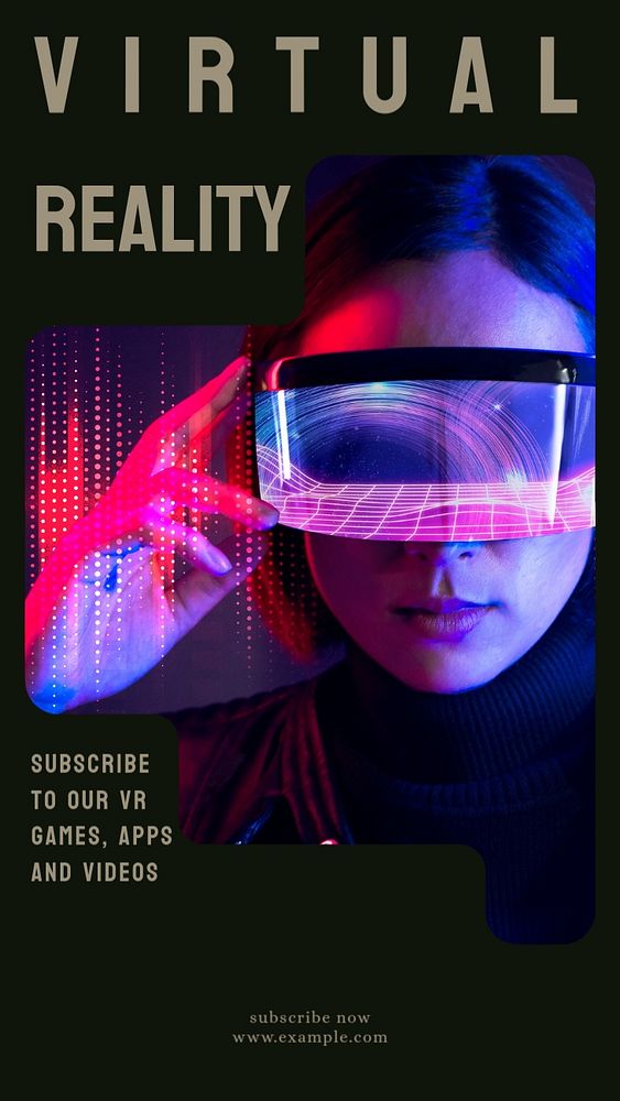 Virtual reality  Instagram story template, editable text