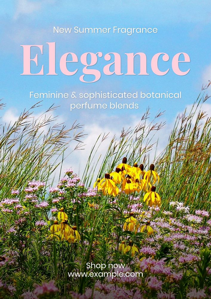 Summer fragrance poster template, editable text and design