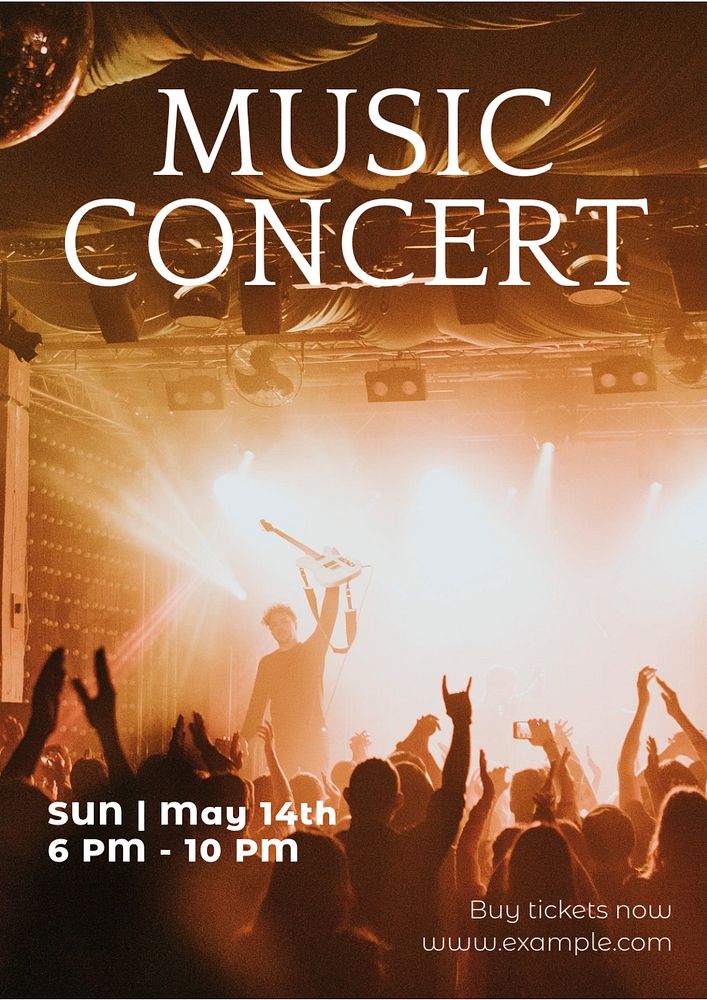 Music concert poster template, editable text and design