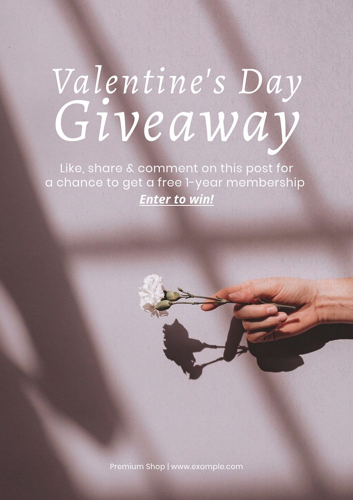 Valentine's day giveaway poster template, editable text and design