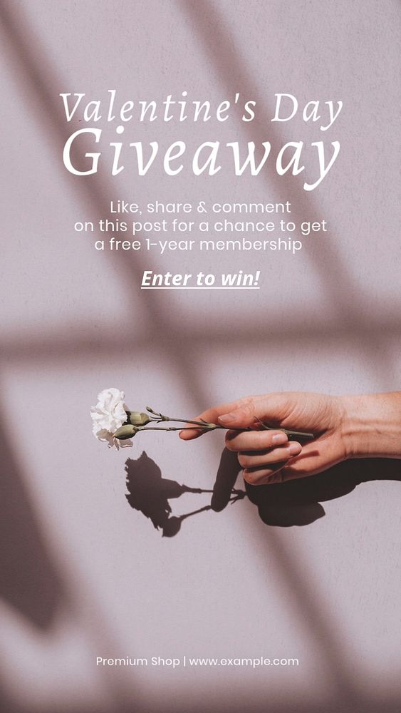 Valentine's day giveaway Instagram story template, editable text