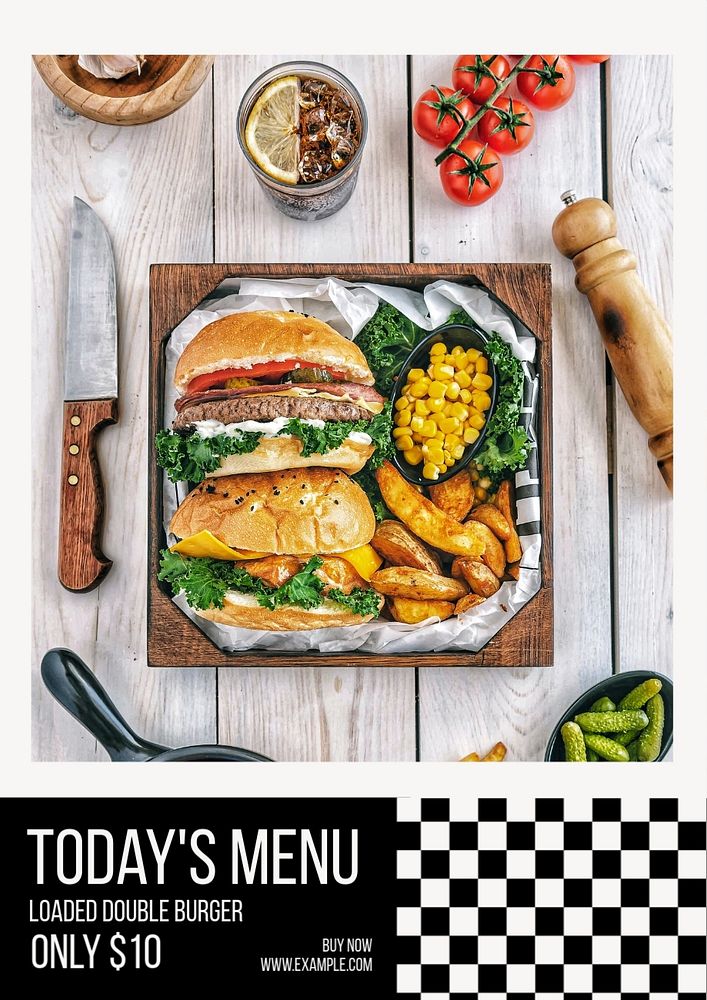 Today's menu poster template, editable text and design