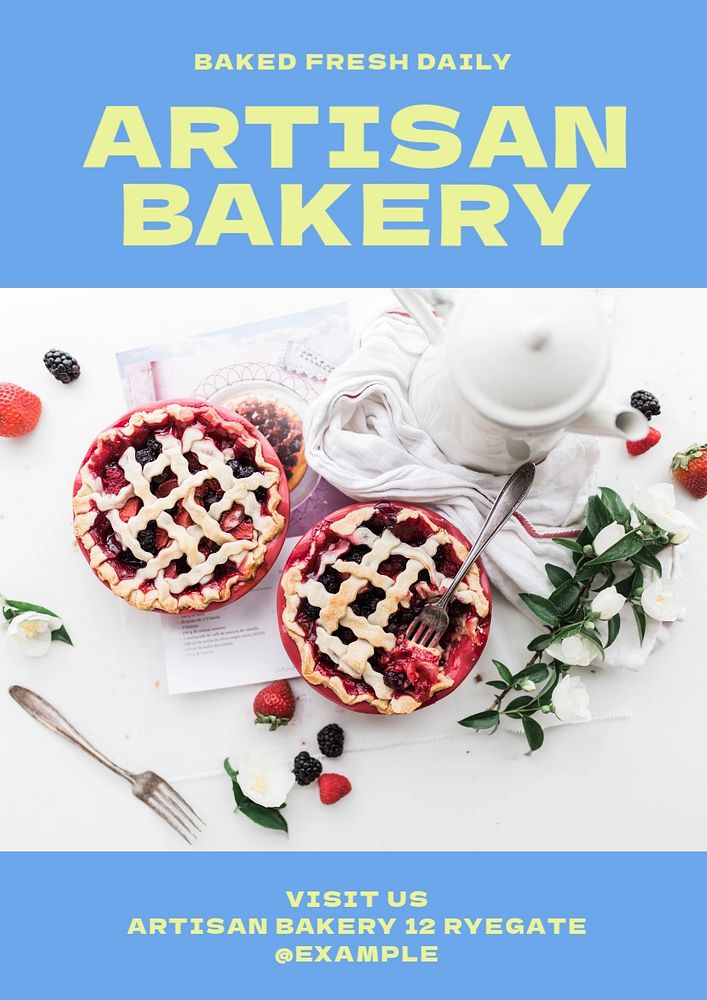 Artisan bakery poster template, editable text and design