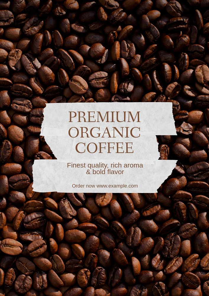 Premium organic coffee poster template, editable text and design