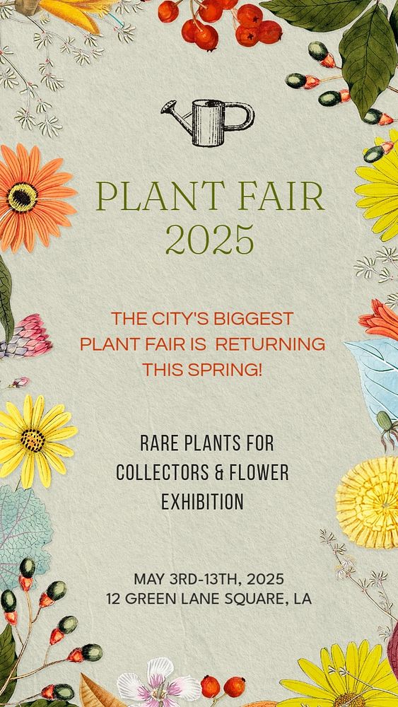 Plant fair social story template, editable design