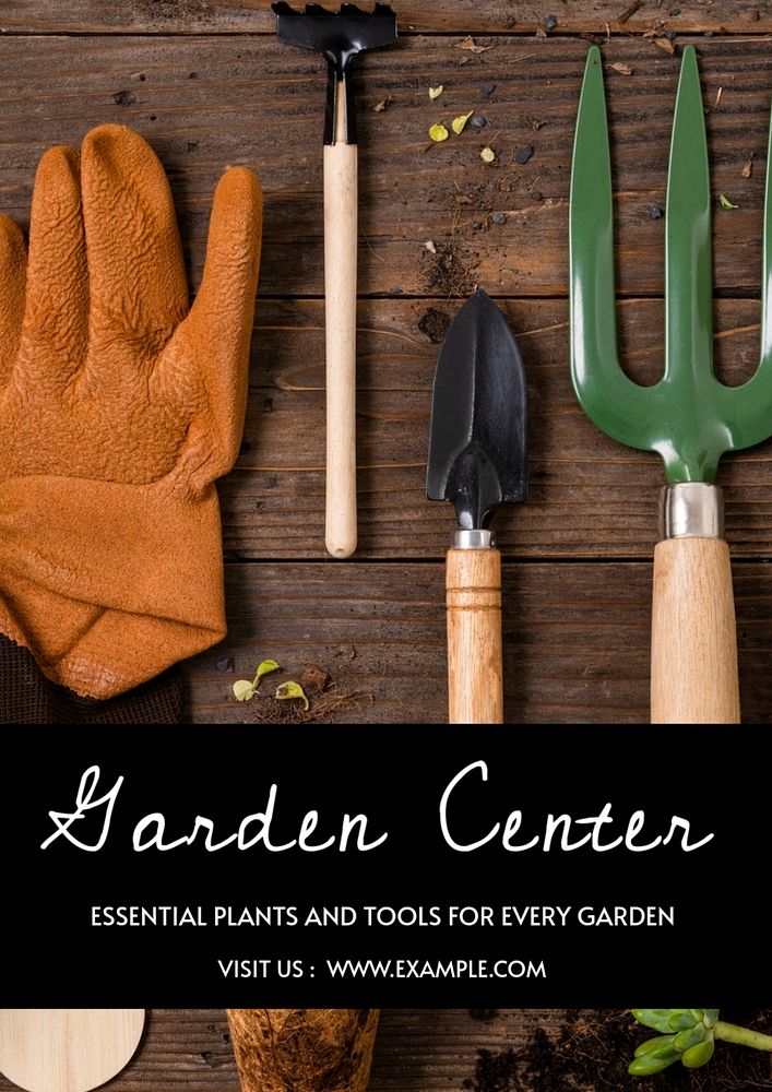 Garden center poster template, editable text and design