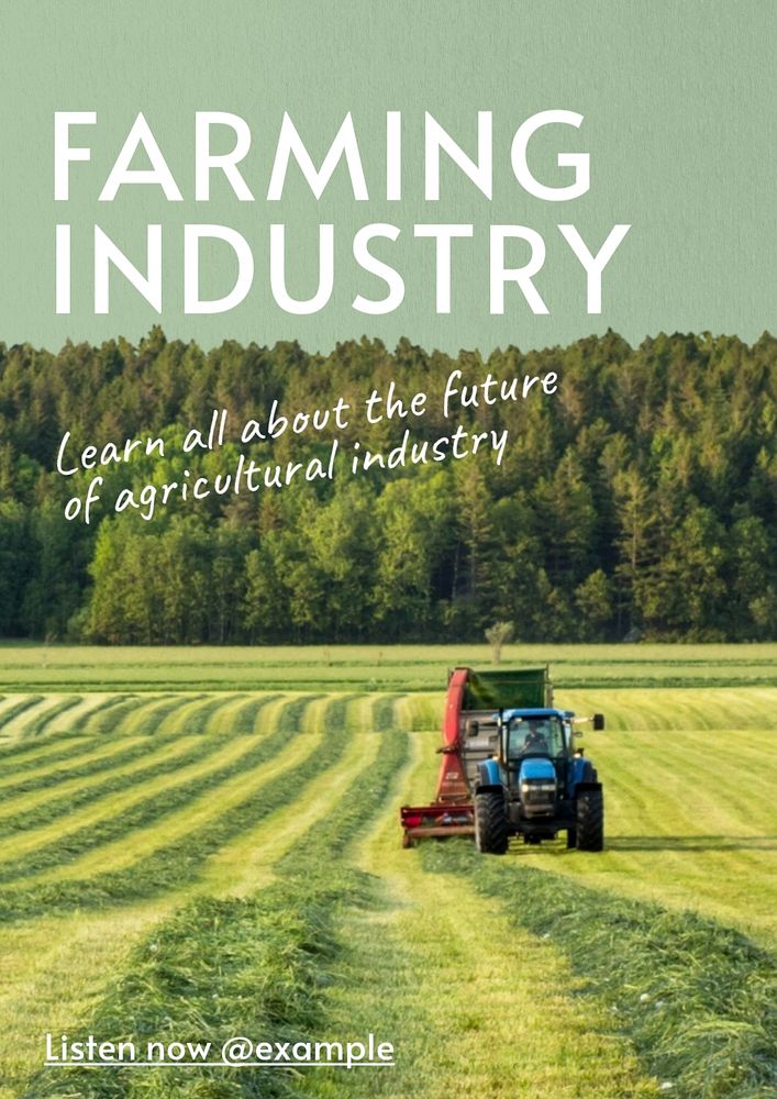 Farming industry  poster template, editable text and design