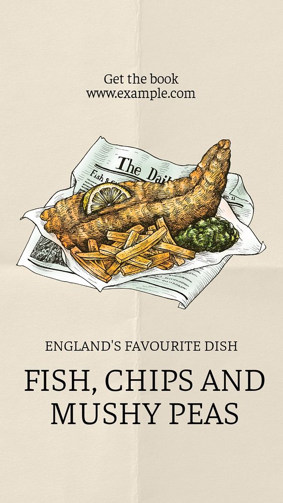 Fish and chips Instagram story template, editable text