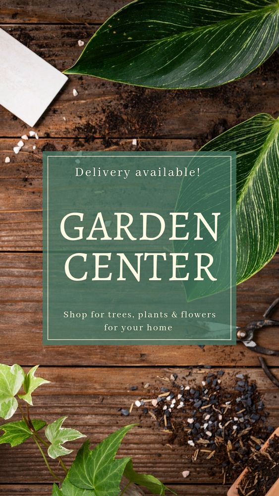 Garden center  Instagram story template, editable text