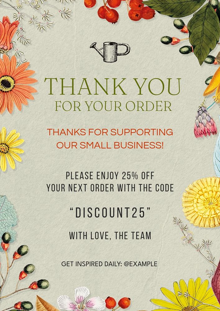 Thank you for your order poster template, editable text